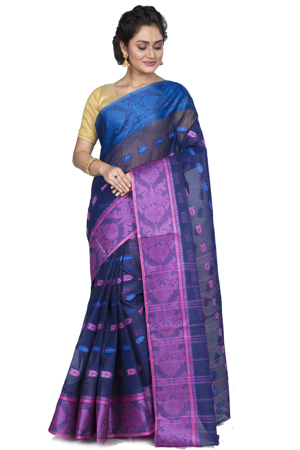 Naby Blue Pure Cotton Akriti Tant Saree (169)